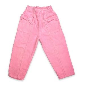 Vintage 80s 90s Pink Corduroy Paperbag Pull On Pants Healthtex Toddler 2T 3T